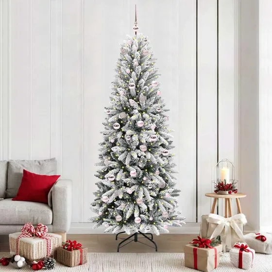 vidaXL Kunstigt juletræ Hvid 210 cm med 300 LED'er