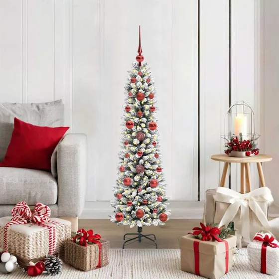 vidaXL Kunstigt juletræ 120 cm Hvid Grøn PVC & Metal
