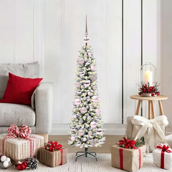 vidaXL Kunstigt juletræ 120 cm Hvid Grøn PVC & Metal