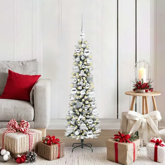 vidaXL Kunstigt Juletræ 120 cm Hvid Grøn PVC & Metal