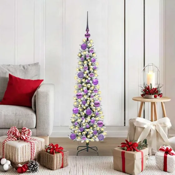 vidaXL Kunstigt Juletræ 120 cm Hvid Grøn PVC & Metal