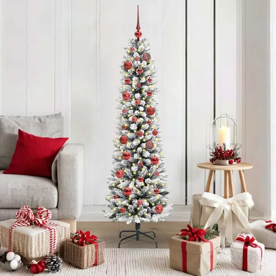 vidaXL Kunstigt juletræ 150 cm Hvid Grøn PVC & Metal