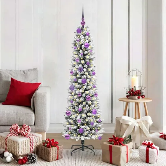 vidaXL Kunstigt juletræ 150 cm Hvid Grøn PVC Metal Plast