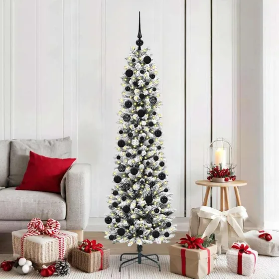 vidaXL Kunstigt juletræ 180 cm Hvid Grøn PVC Metal Plast