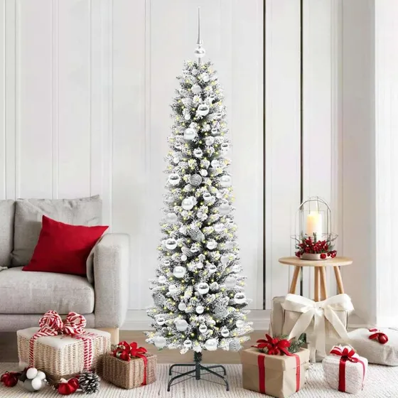 vidaXL Kunstigt juletræ 180 cm Hvid Grøn PVC & Metal