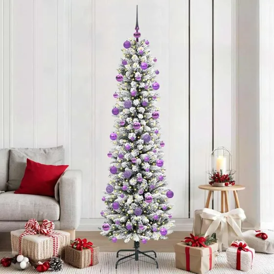 vidaXL Kunstigt juletræ 210 cm Hvid Grøn PVC Metal Plast