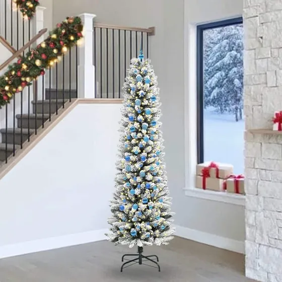 vidaXL Kunstigt juletræ 240 cm Hvid Grøn med Stativ