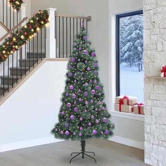 vidaXL Kunstigt for-belyst juletræ Grøn 240 cm PET