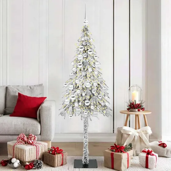 vidaXL Juletræ 180 cm Hvid med 300 LED'er og Stativ
