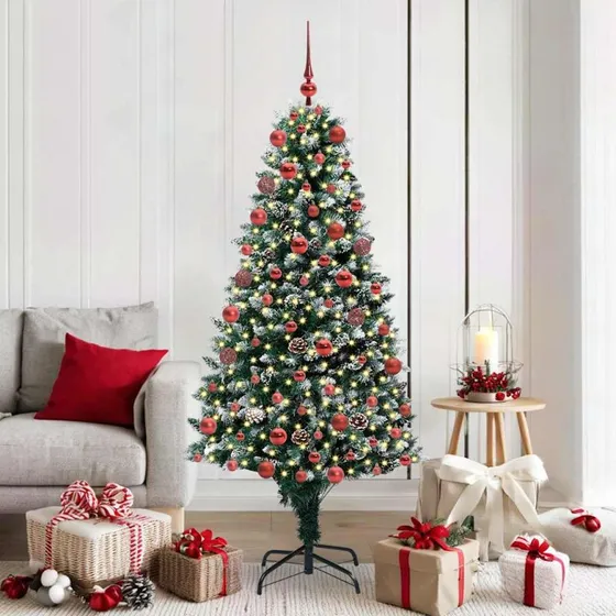 vidaXL Kunstigt Juletræ 180 cm Grønt med LED, PVC og Stål