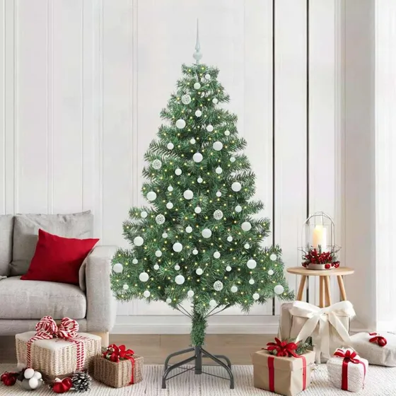 vidaXL Juletræ 210 cm Grønt PVC med 300 LED'er