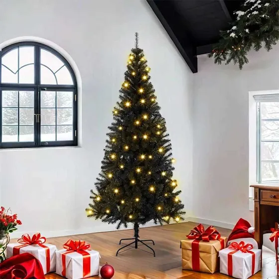 vidaXL Juletræ 180 cm Sort med 300 LED'er og Stativ