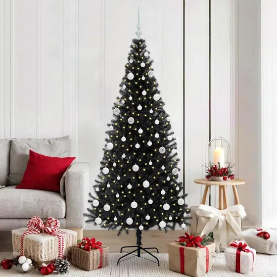 vidaXL Juletræ 180 cm med 300 LED'er, Sort PVC