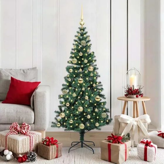 vidaXL Kunstig Forbelyst Juletræ 150 cm Grønt PVC & Metal