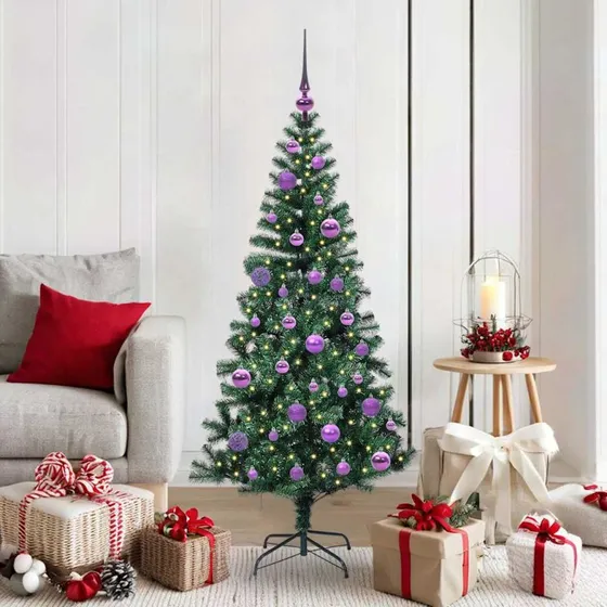 vidaXL Kunstig Forbelyst Juletræ 150 cm Grønt PVC & Metal