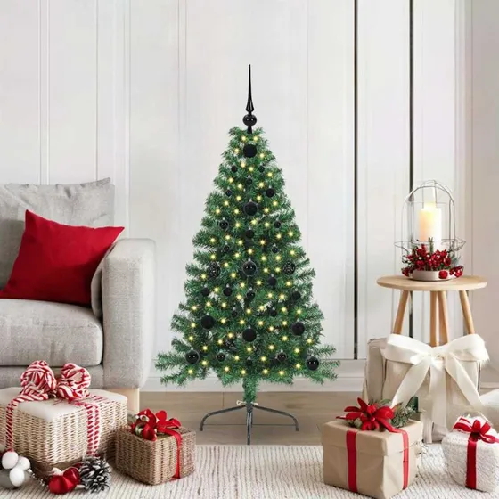 vidaXL Kunstig Forbelyst Juletræ 120 cm Grøn PVC med 150 LED'er