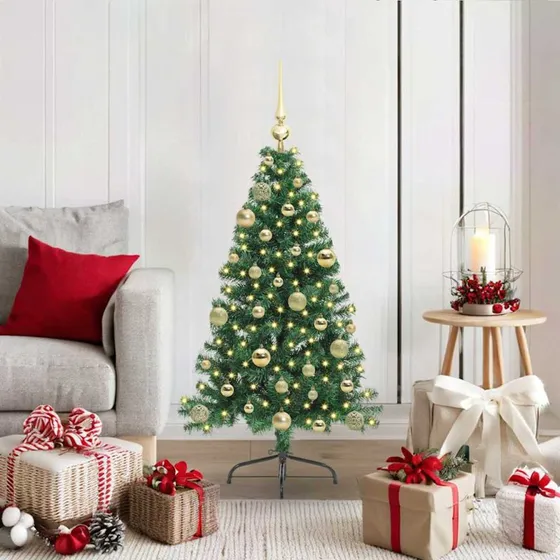 vidaXL Kunstig Forbelyst Juletræ 120 cm Grøn PVC med 150 LED'er