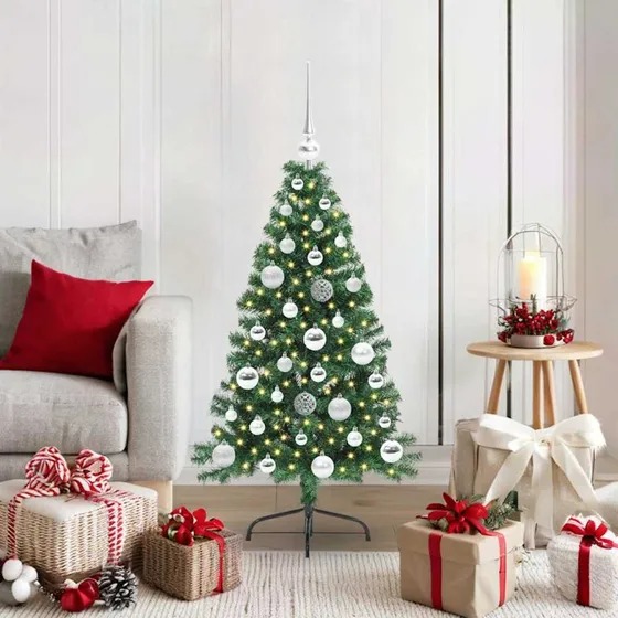 vidaXL Kunstig Forbelyst Juletræ 120 cm Grøn PVC med 150 LED'er