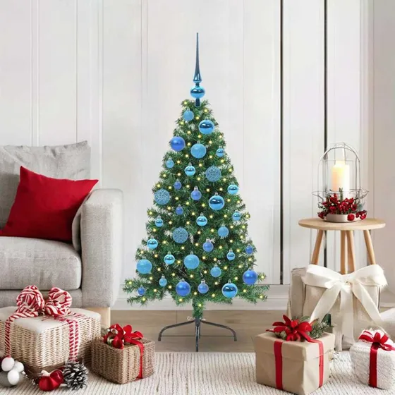 vidaXL Kunstig Forbelyst Juletræ 120 cm Grøn PVC med 150 LED'er