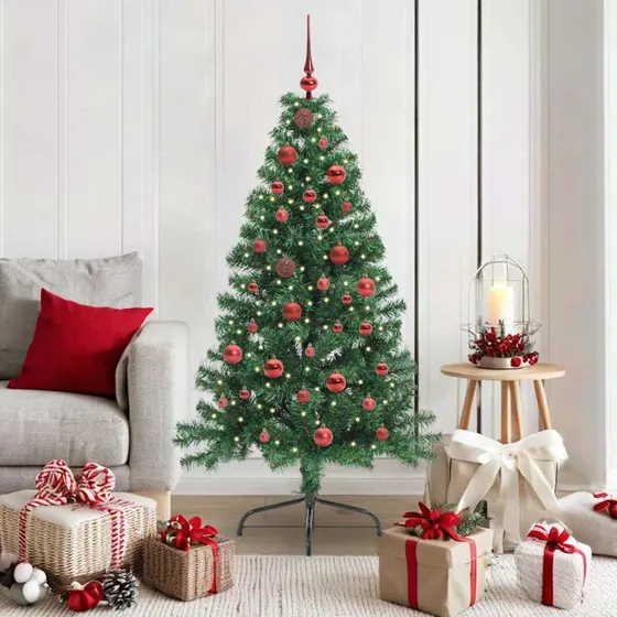 vidaXL Kunstig Forbelyst Juletræ 150 cm Grøn PVC med 150 LED'er