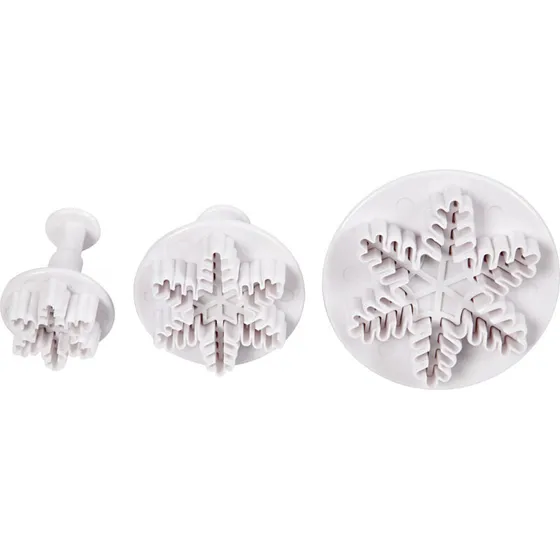 Udstikkere med præg snekrystal, hvid, 3 stk. (Ø 3,2/4,8/6,5 cm)