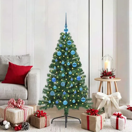 vidaXL Kunstig Forbelyst Juletræ 150 cm Grøn PVC med 150 LED'er