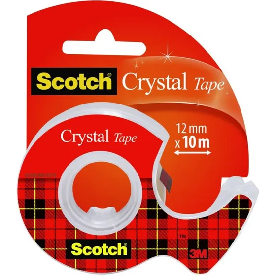 Scotch Crystal Tape 12 mm x 10 m med hånddispenser