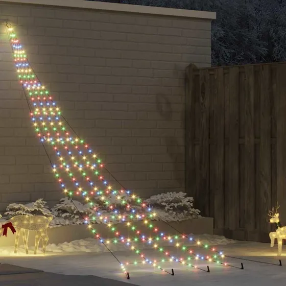 vidaXL LED Juletræ 511 cm Flerfarvet med Jordsøjler
