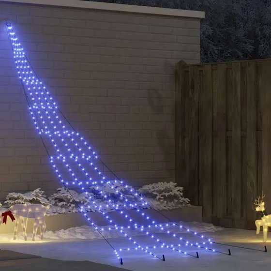 vidaXL LED Juletræ 511 cm Blå med 276 LED'er og Jordsøjler