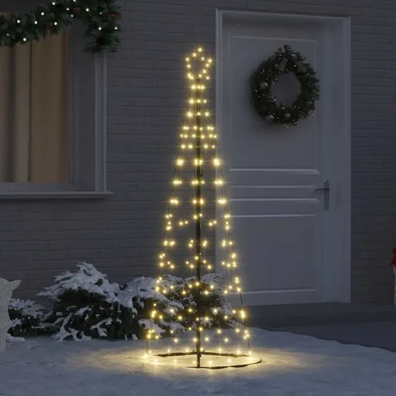vidaXL LED juletræ 250 cm, 390 LED'er, varm hvid, jern, med jordspyd