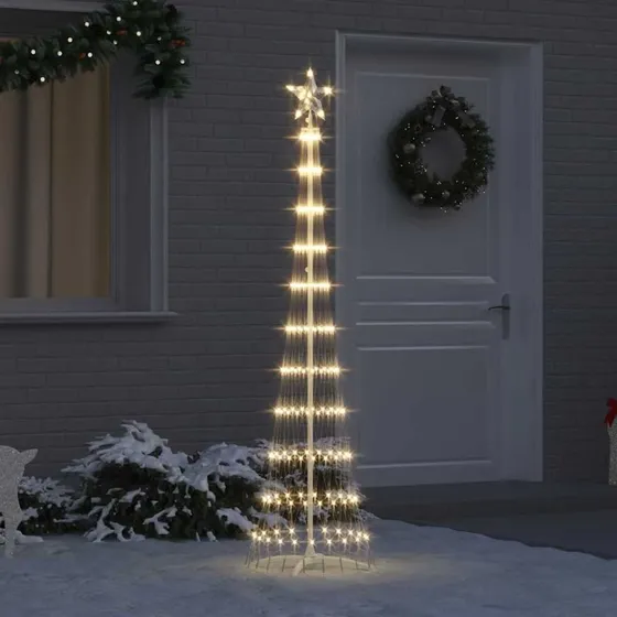 vidaXL LED-juletræ 230 LED, varm hvid, 51x51x190 cm, metal