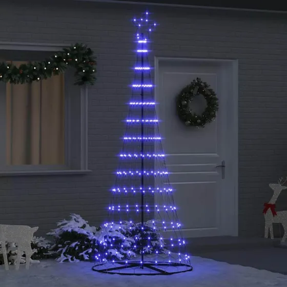 vidaXL LED-juletræ med 295 LED'er, blåt, 250 cm, metal