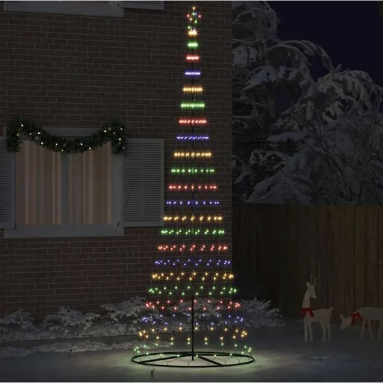 vidaXL LED juletræ med stativ, 399 cm, flerfarvet, metal