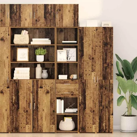 vidaXL Highboard Gammelt Træ 40 x 42,5 x 185 cm Konstrueret Træ