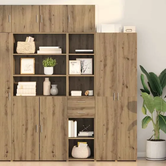 vidaXL Highboard Artisan Egetræ 40 x 42,5 x 185 cm