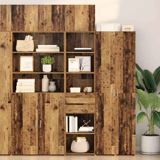 vidaXL Highboard Gammelt Træ 45 x 42,5 x 185 cm Konstrueret Træ