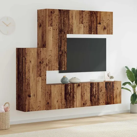 vidaXL TV Væg Enhed 5 pcs Gammelt Træ