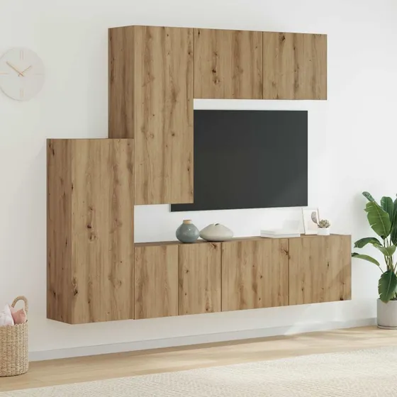 vidaXL TV Væg Enhed 5 pcs Artisan Egetræ Konstrueret træ