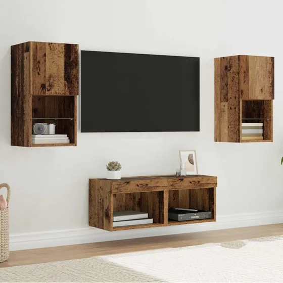 vidaXL TV Væghylder 4 stk Gammelt Træ 30,5 x 30 x 60 cm
