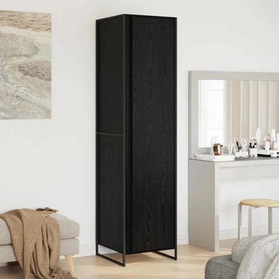 vidaXL 2-pces Sort Warderobe 50x50x200 cm Konstrueret Træ