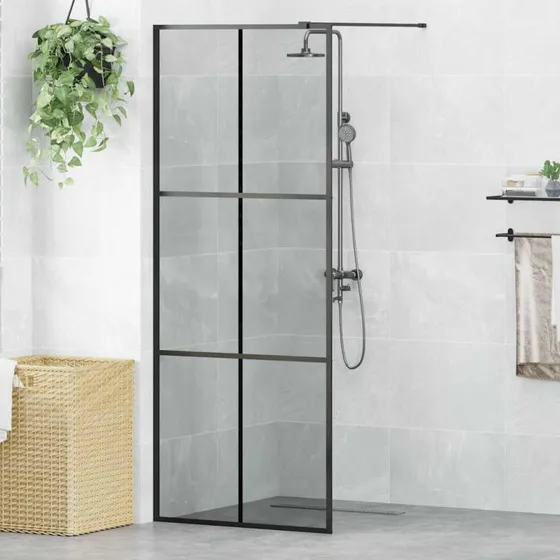 vidaXL Walk-in Brusevæg Sort 80 x 195 cm Hærdet Glas