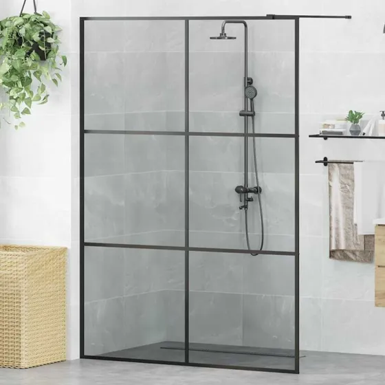 vidaXL Walk-in brusevæg Sort 140 x 195 cm hærdet glas