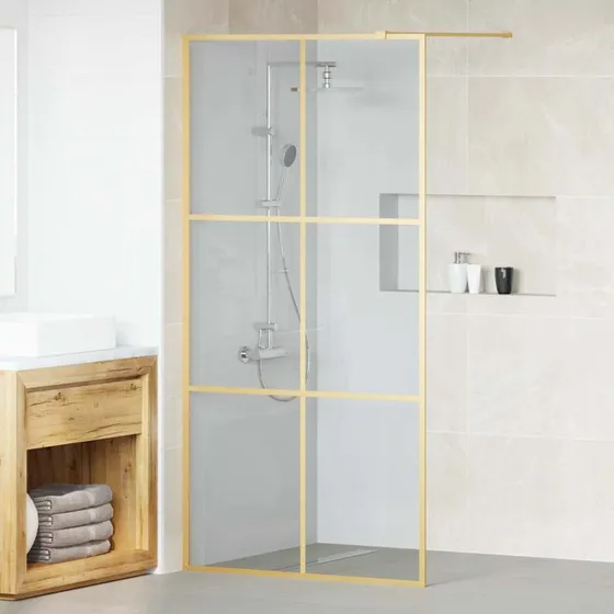 vidaXL Walk-in Brusevæg Guld 100 x 195 cm Hærdet Glas