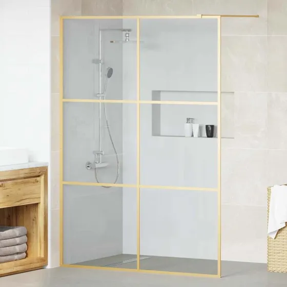 vidaXL Walk-in brusevæg Guld 140 x 195 cm hærdet glas