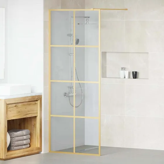 vidaXL Walk-in brusevæg Guld 80 x 195 cm hærdet glas