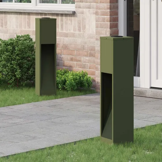 vidaXL Solar LED Sti Lys 2 stk, Oliven Grøn, Koldvalset Stål