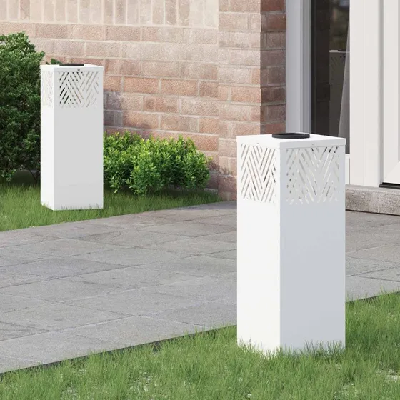 vidaXL Solar LED sti lys 2 stk, Hvid, Koldvalset Stål