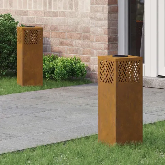 vidaXL Solar LED sti lys 2 stk Bronze Cortenstål