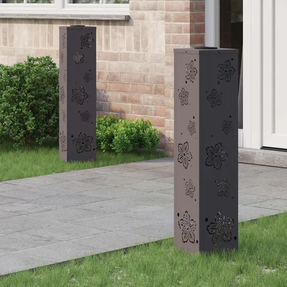 vidaXL Solar LED sti lys 2 stk, Sort, Koldvalset Stål