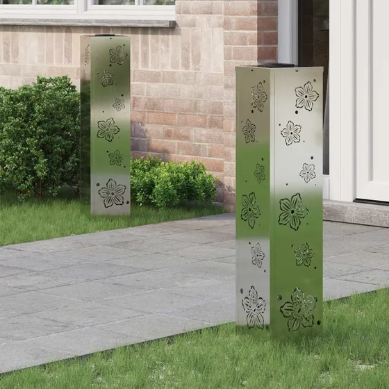 vidaXL Solar LED sti lys 2 stk Sølv Galvaniseret Stål